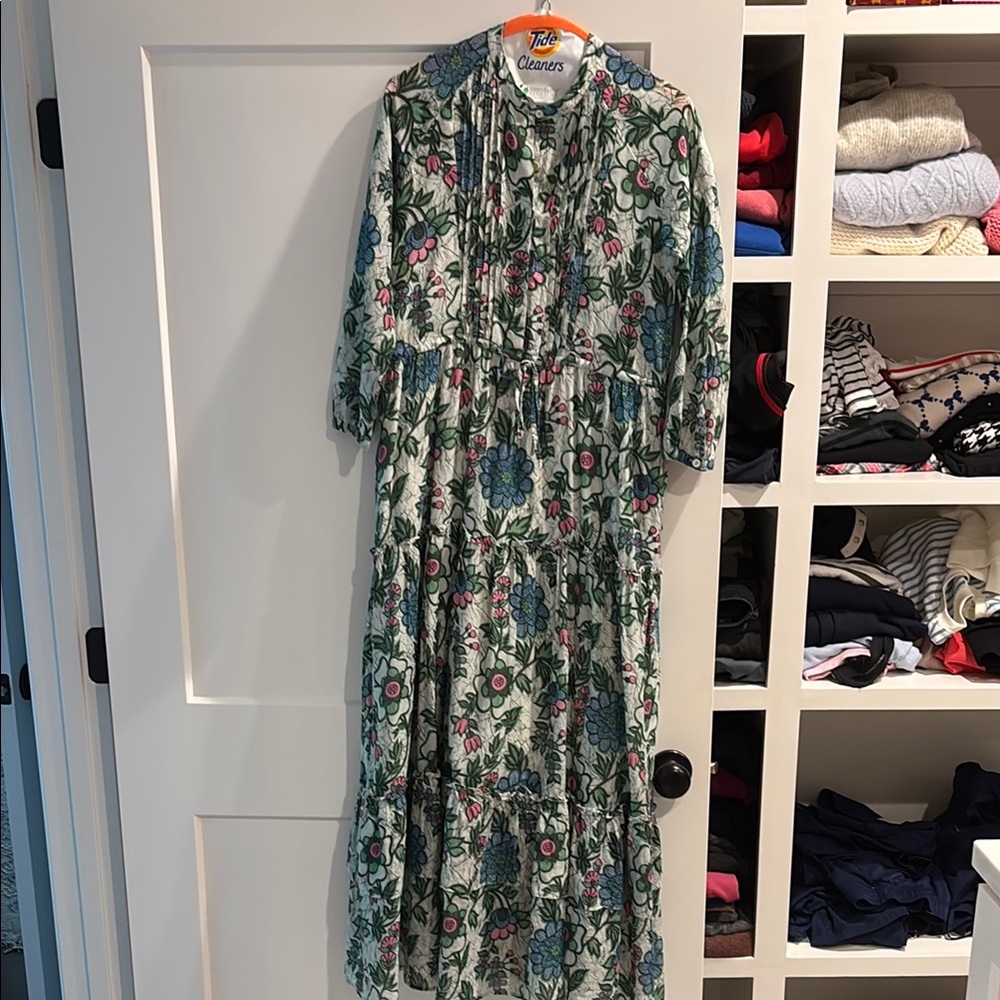 Banjanan Floral Long Sleeve Dress - Blue, Green, Pink